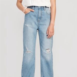 Old Navy high-rise slouchy straight girls jeans size 14